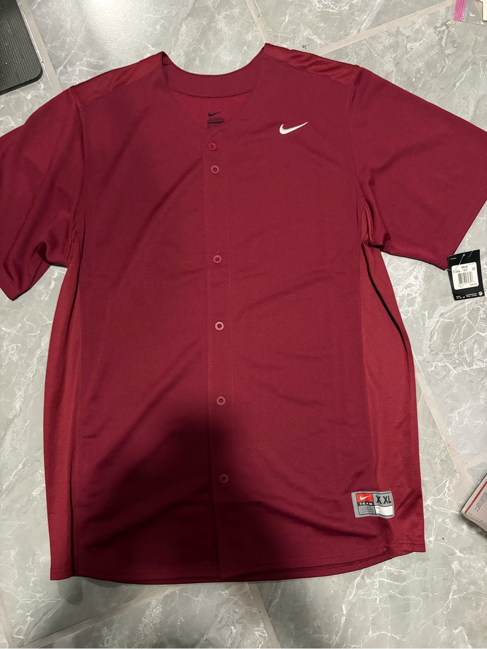 Nike Men's Maroon Button-Front Athletic Jersey